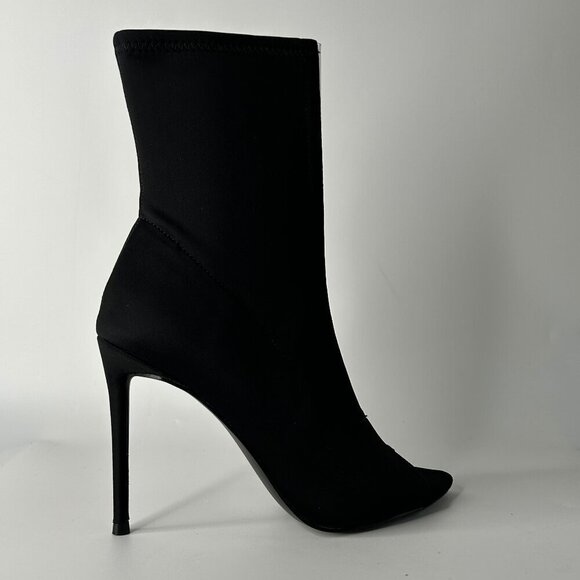 Steve Madden Shoes - NWT STEVE MADDEN Satin Peep-Toe Ankle Boot Women's Size 8 Black Stiletto Heel